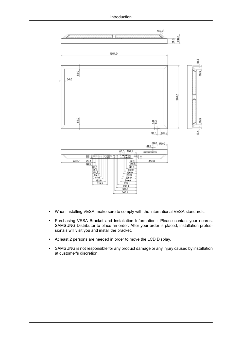 Installation vesa bracket | Samsung 650TS User Manual | Page 11 / 29