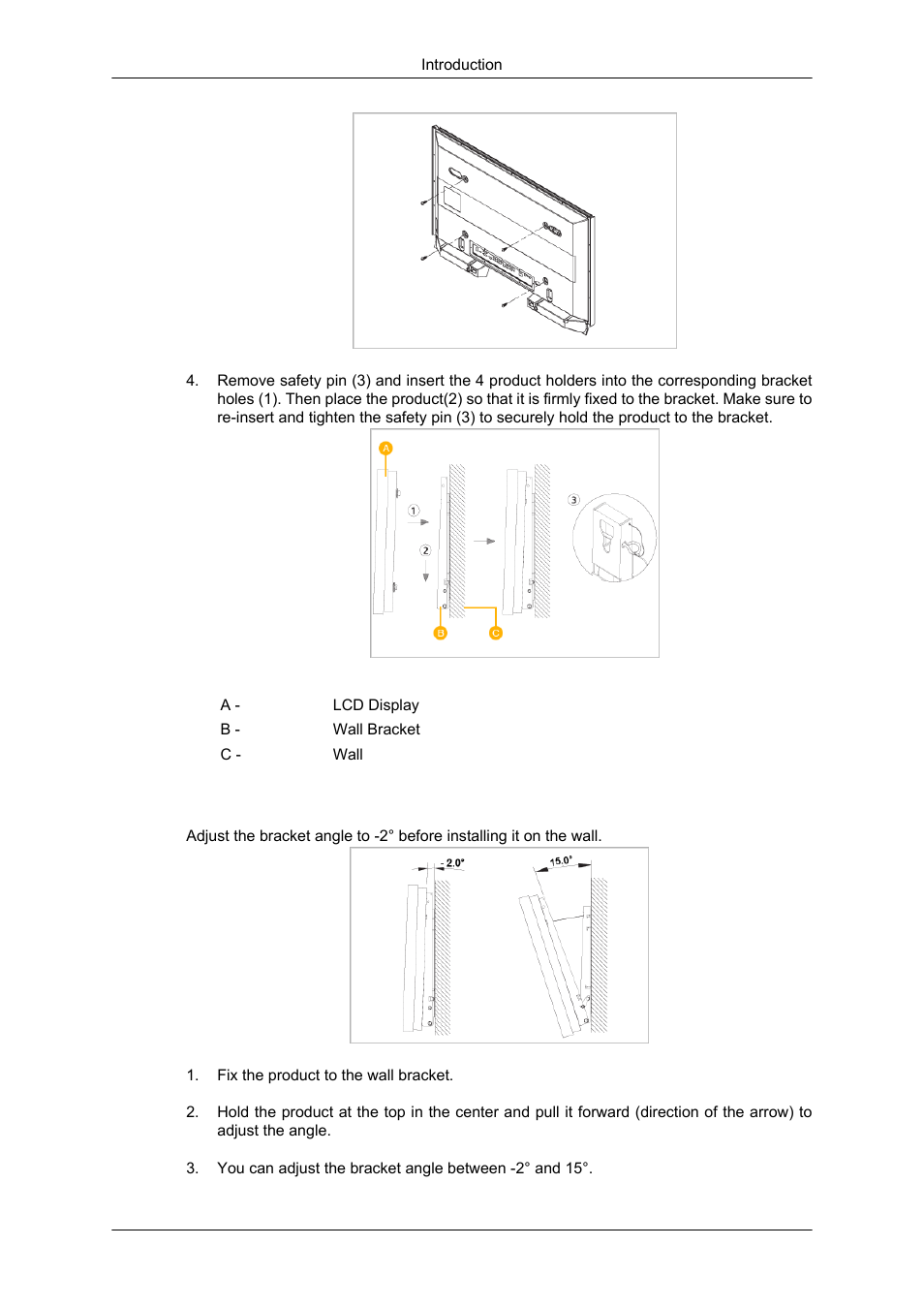 Wall bracket angle adjustment | Samsung 650TS User Manual | Page 15 / 29