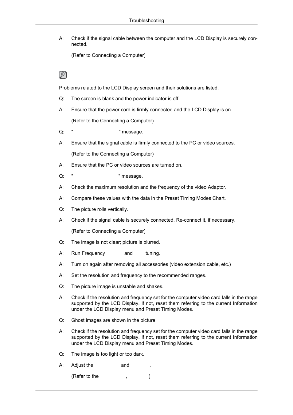 Problems related to the screen | Samsung 650TS User Manual | Page 26 / 29