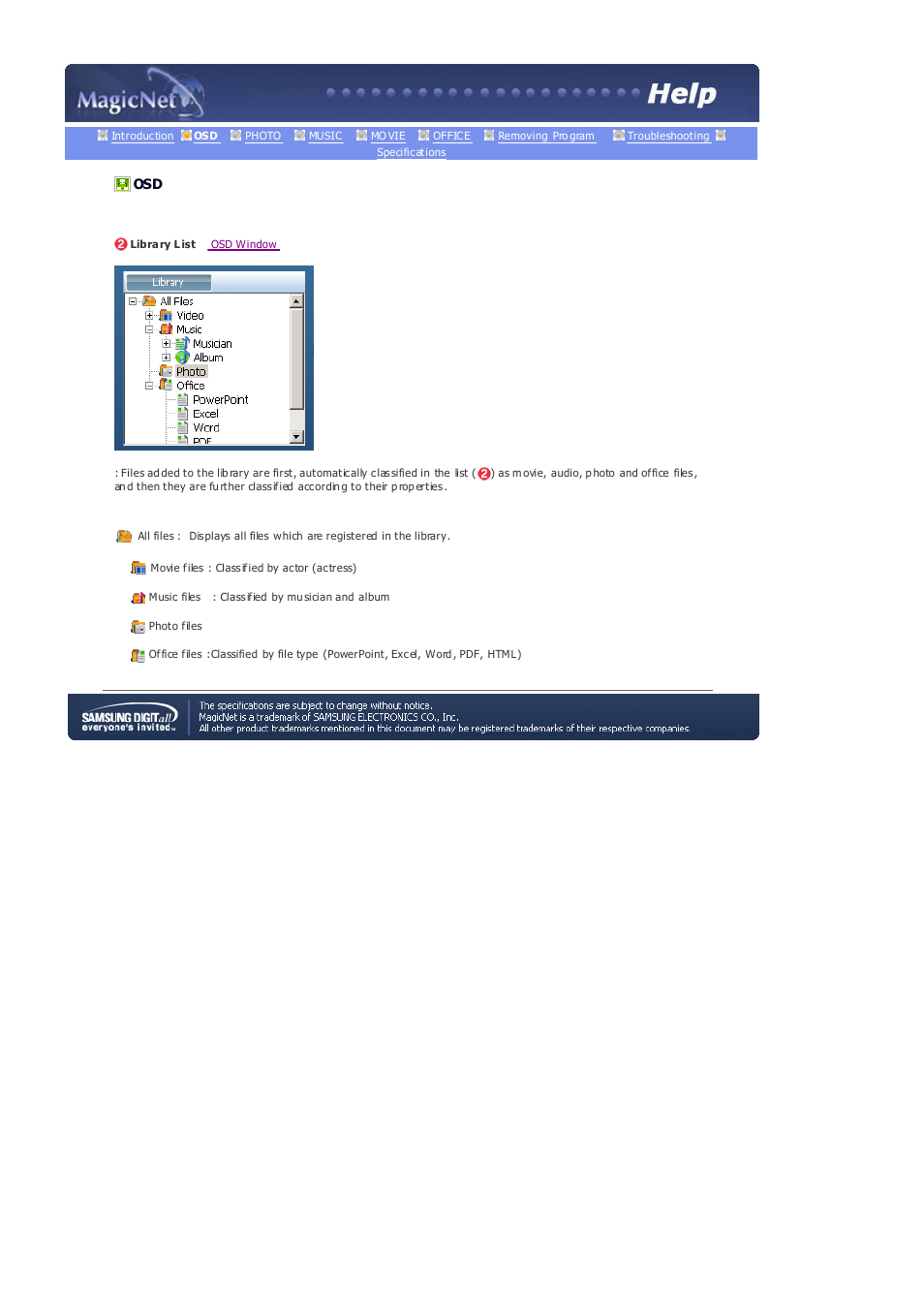 Library list | Samsung 403Tn User Manual | Page 65 / 112