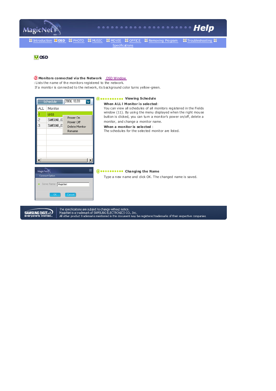 Monitors connected via the network | Samsung 403Tn User Manual | Page 74 / 112