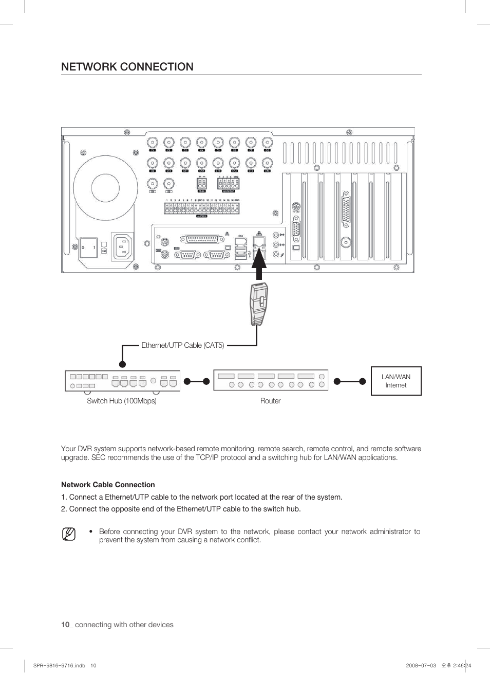 Network connection | Samsung SHR-9716 User Manual | Page 14 / 97