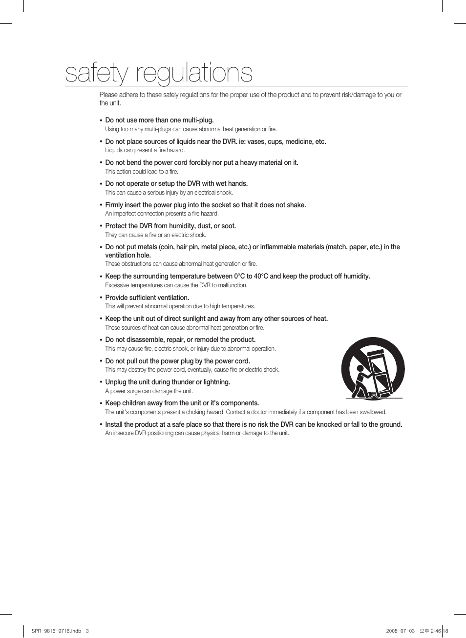 Safety regulations | Samsung SHR-9716 User Manual | Page 3 / 97