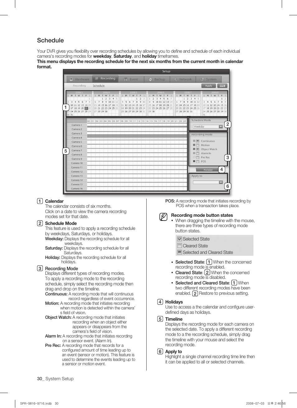 Schedule | Samsung SHR-9716 User Manual | Page 34 / 97