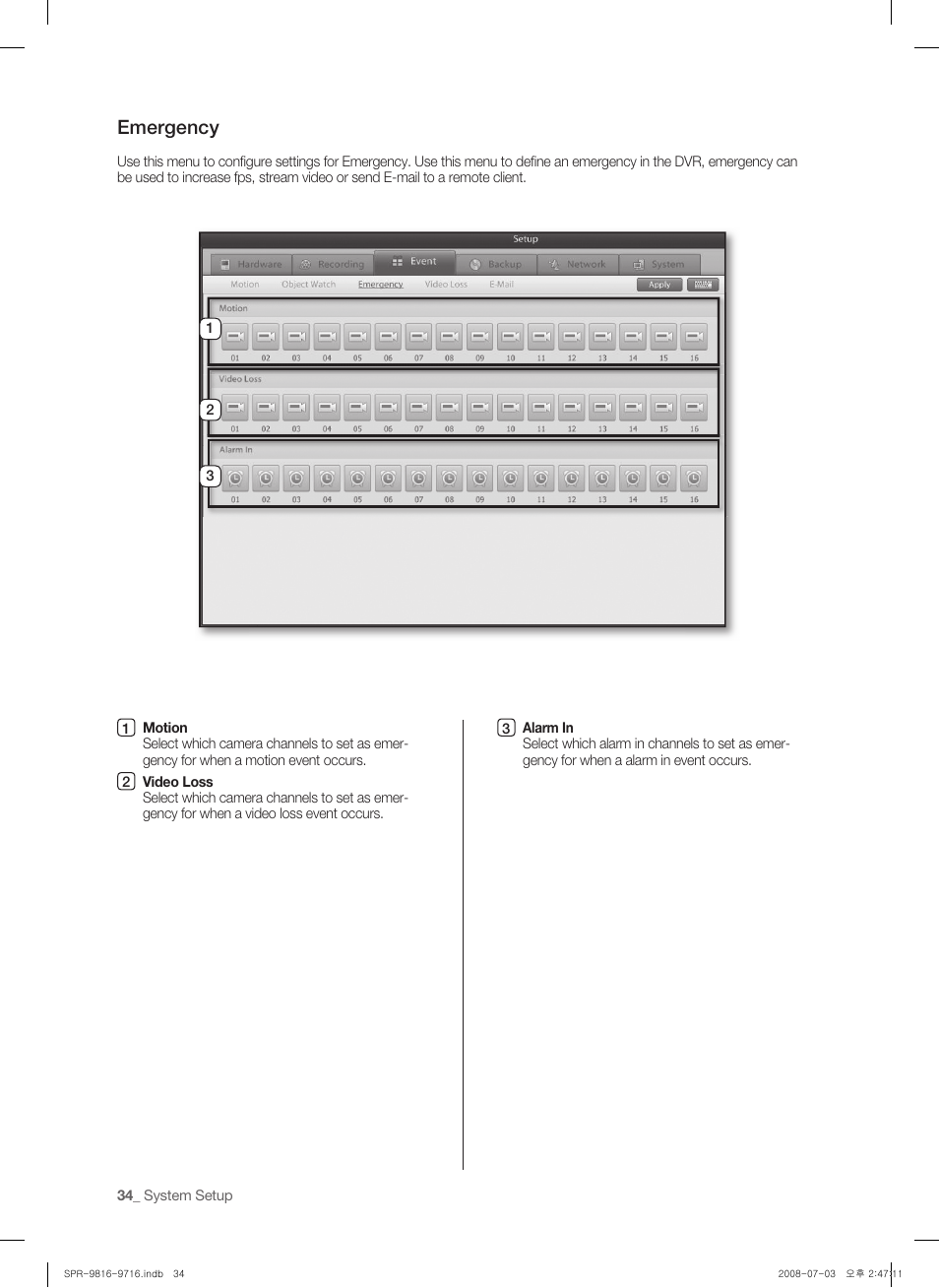 Emergency | Samsung SHR-9716 User Manual | Page 38 / 97