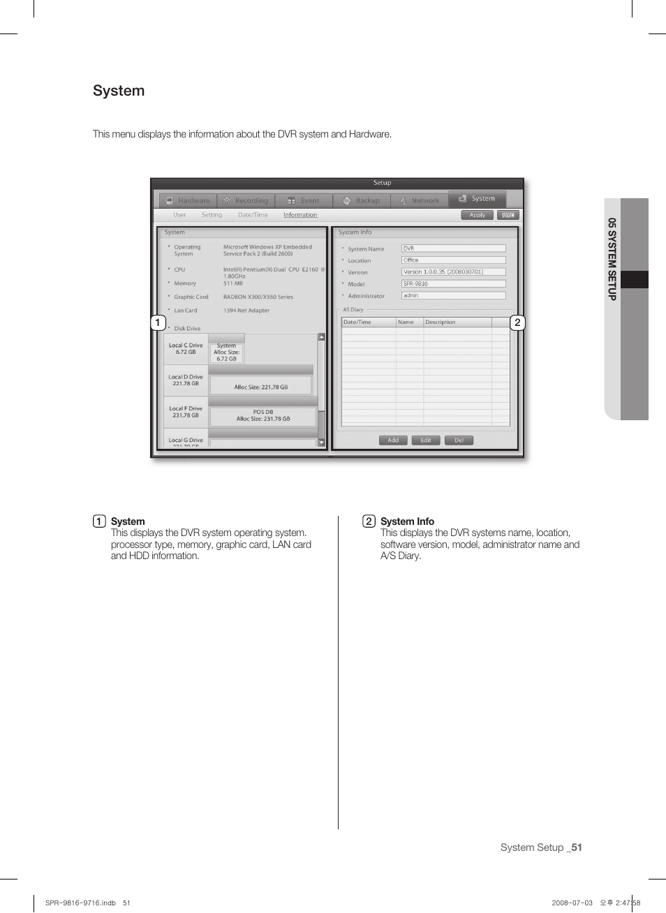 System | Samsung SHR-9716 User Manual | Page 55 / 97