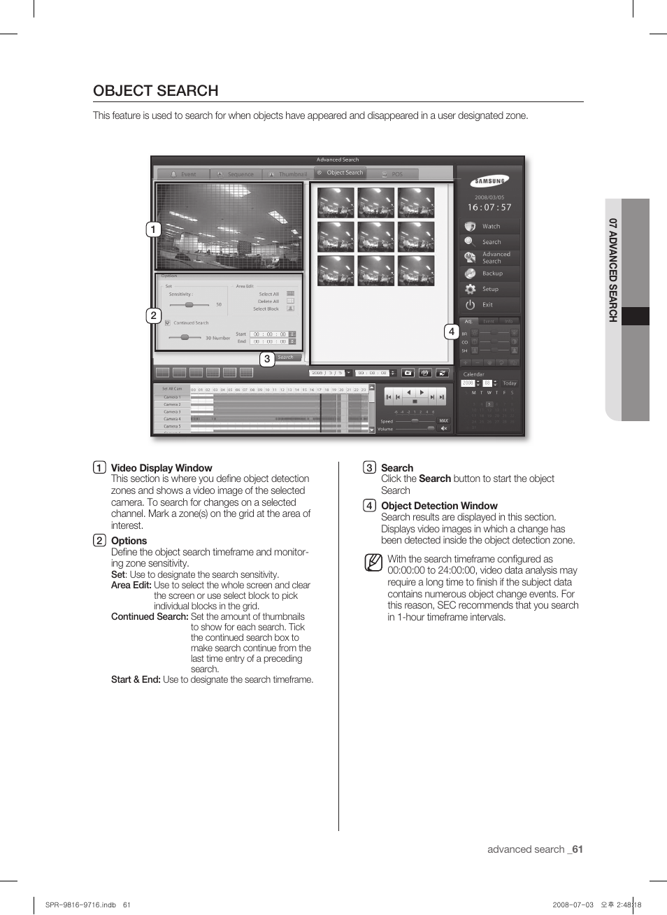 Object search | Samsung SHR-9716 User Manual | Page 65 / 97