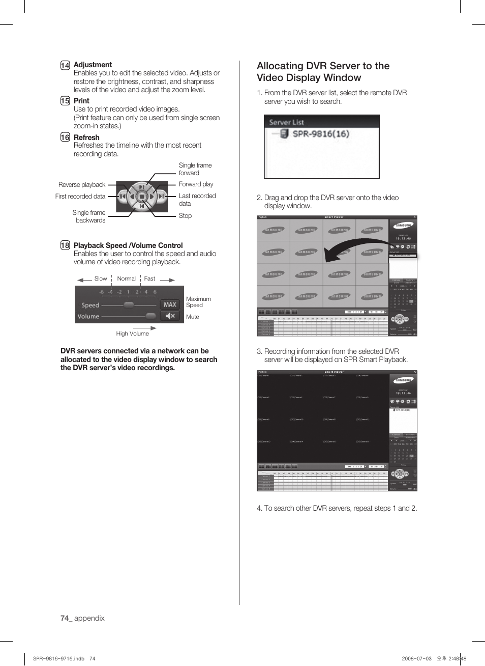 Allocating dvr server to the video display window | Samsung SHR-9716 User Manual | Page 78 / 97