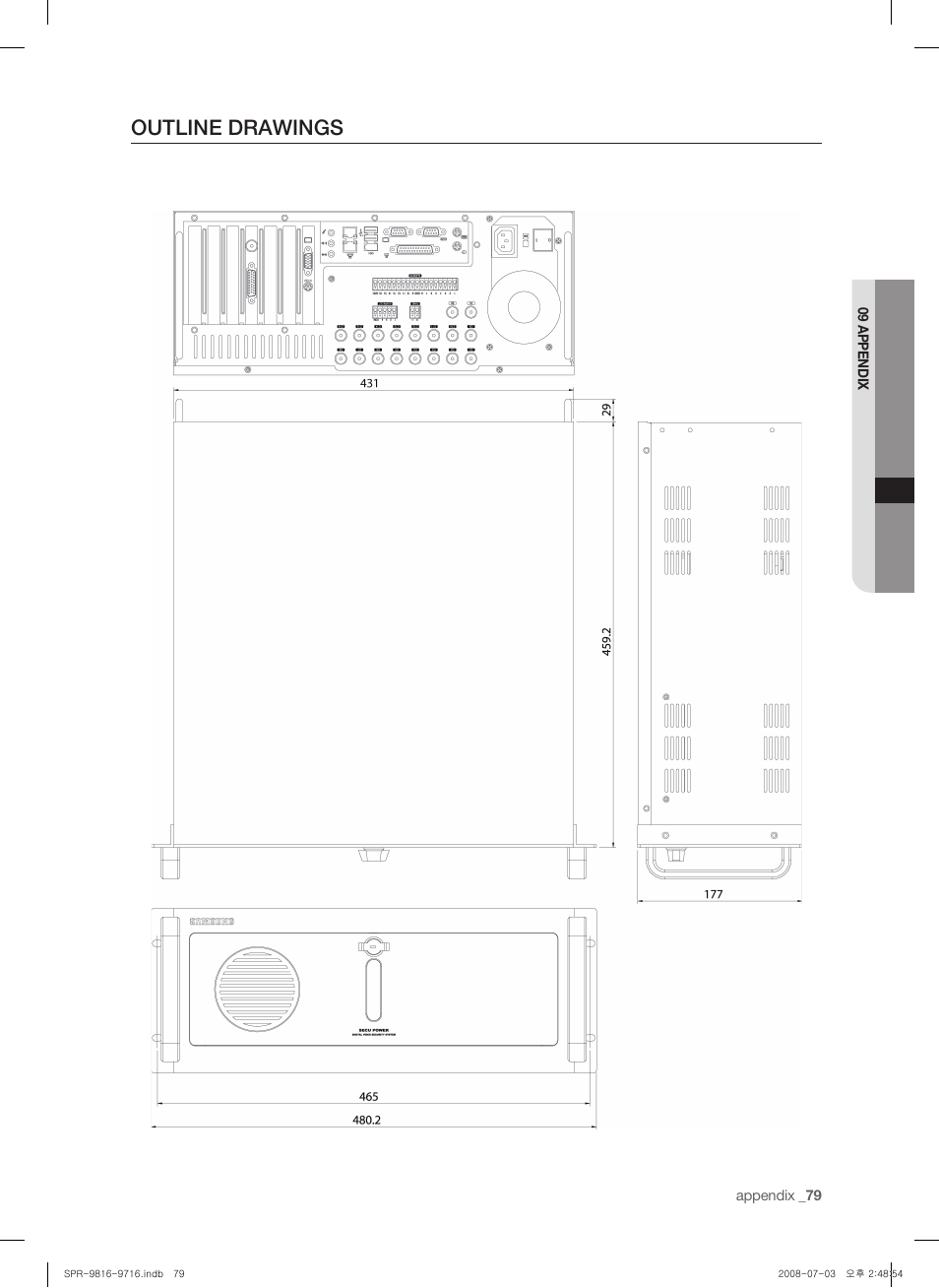 Outline drawings | Samsung SHR-9716 User Manual | Page 83 / 97