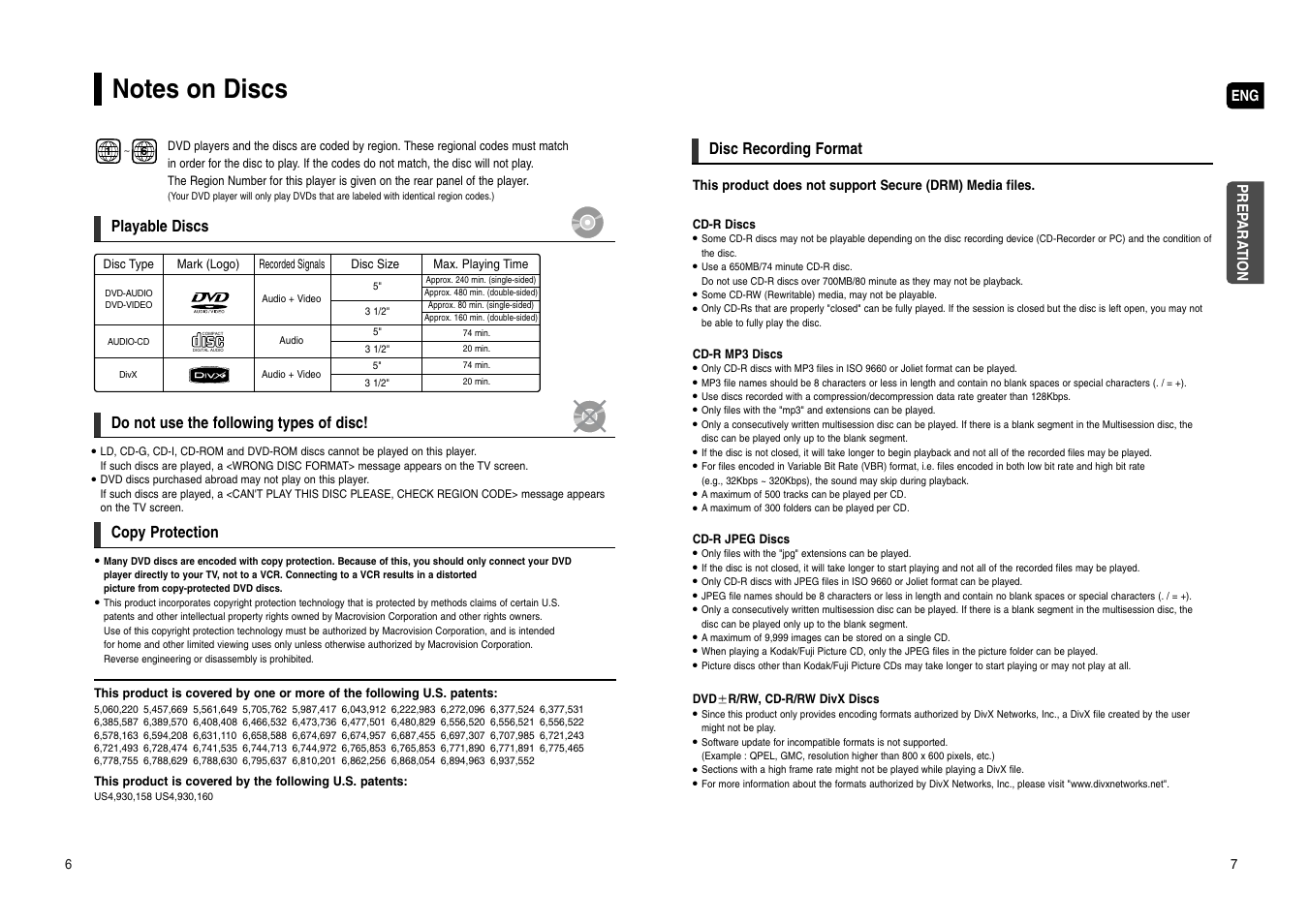 Notes on discs | Samsung HT-WX70 User Manual | Page 4 / 37