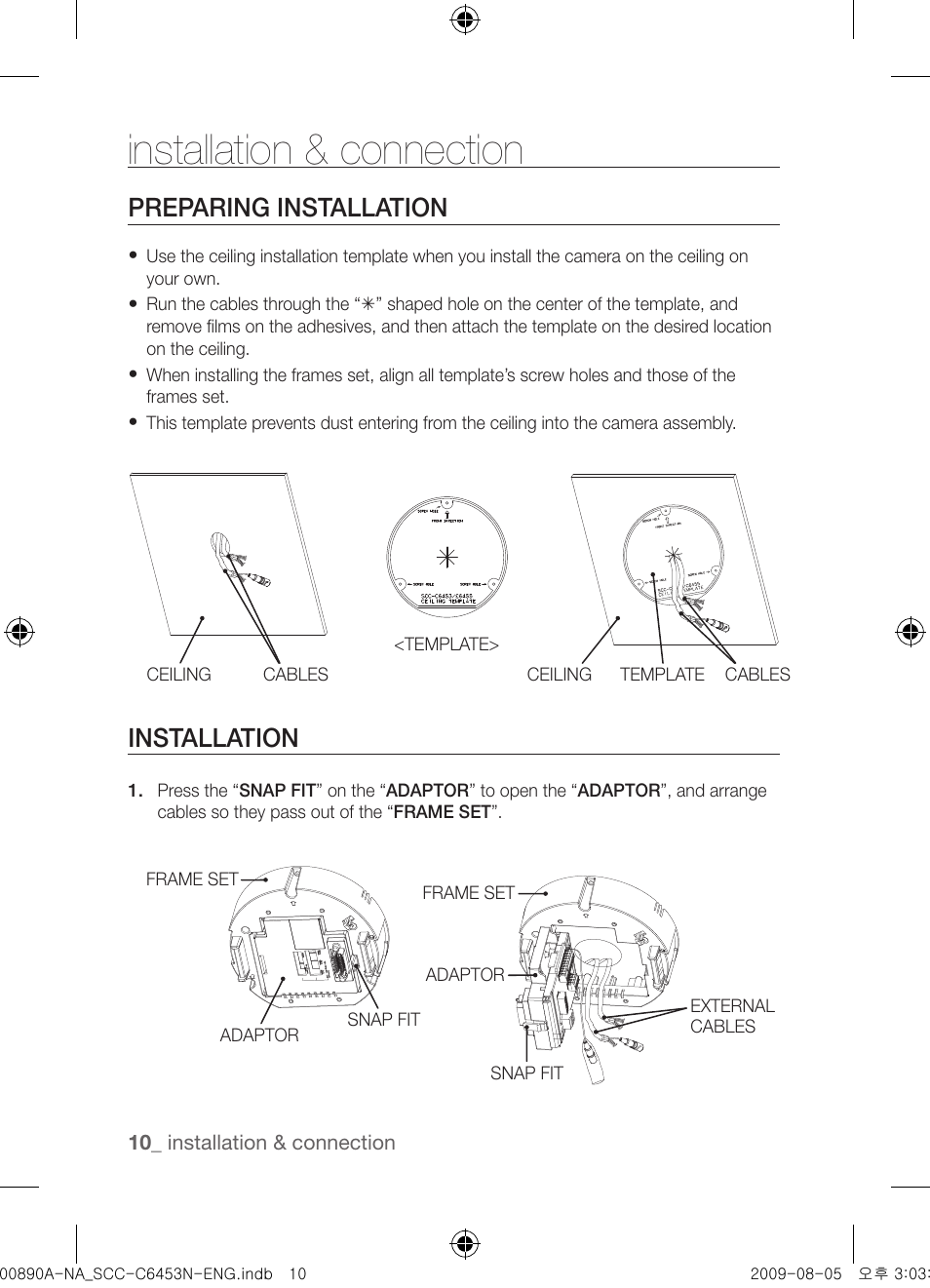 Installation & connection, Preparing installation, Installation | Samsung SCC-C6453N User Manual | Page 10 / 52