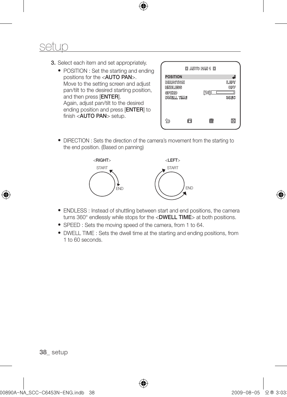 Setup | Samsung SCC-C6453N User Manual | Page 38 / 52