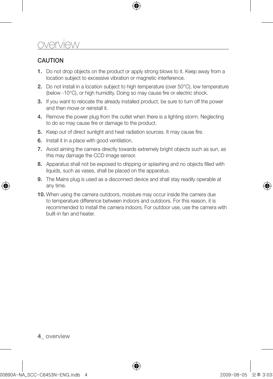 Overview | Samsung SCC-C6453N User Manual | Page 4 / 52