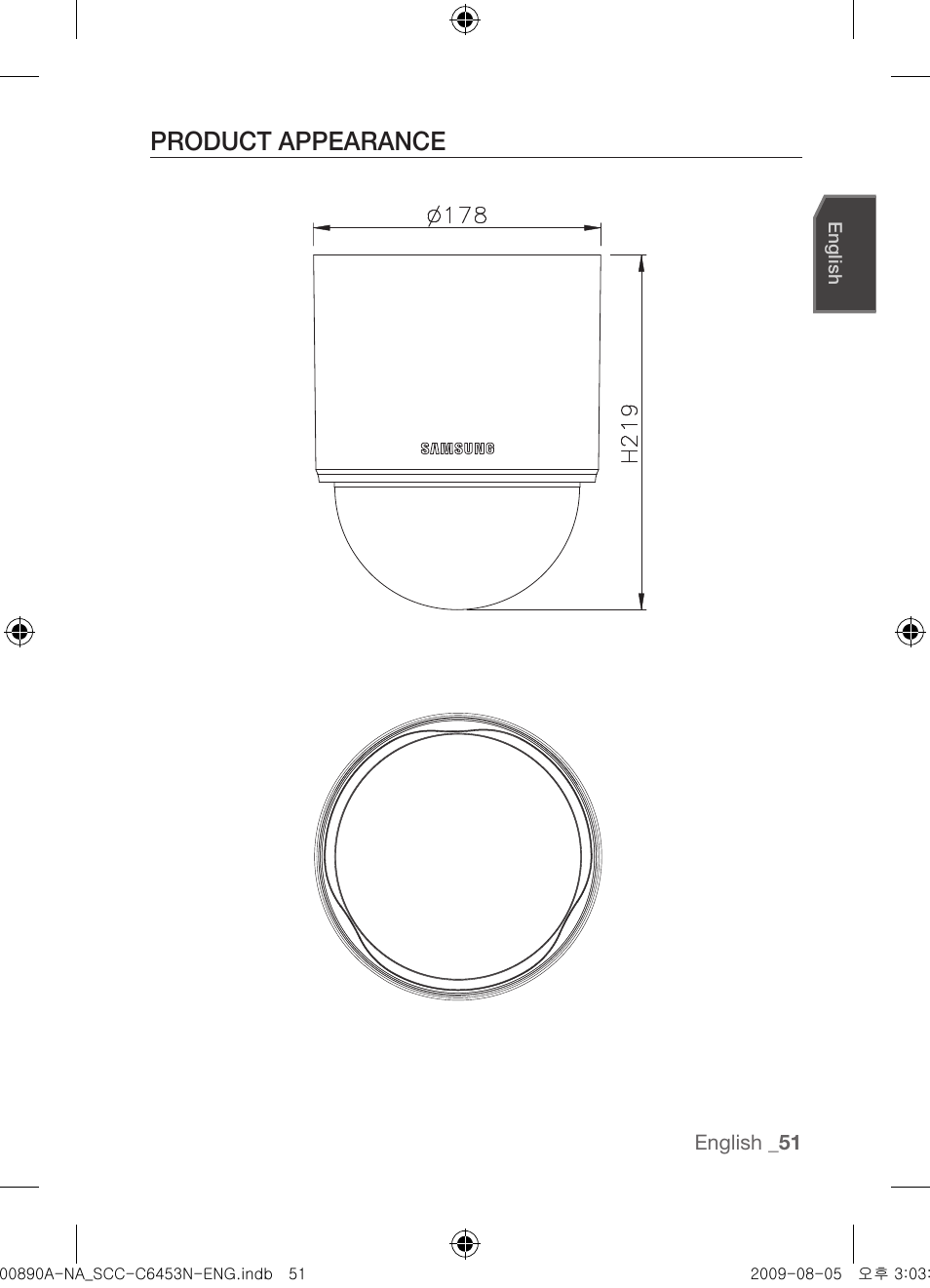 Product appearance | Samsung SCC-C6453N User Manual | Page 51 / 52