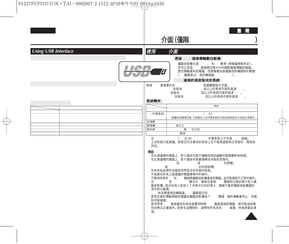 Using usb interface, English | Samsung D371W(i) User Manual | Page 93 / 110