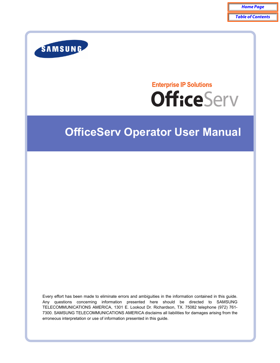 Samsung OfficeServ User Manual | 100 pages