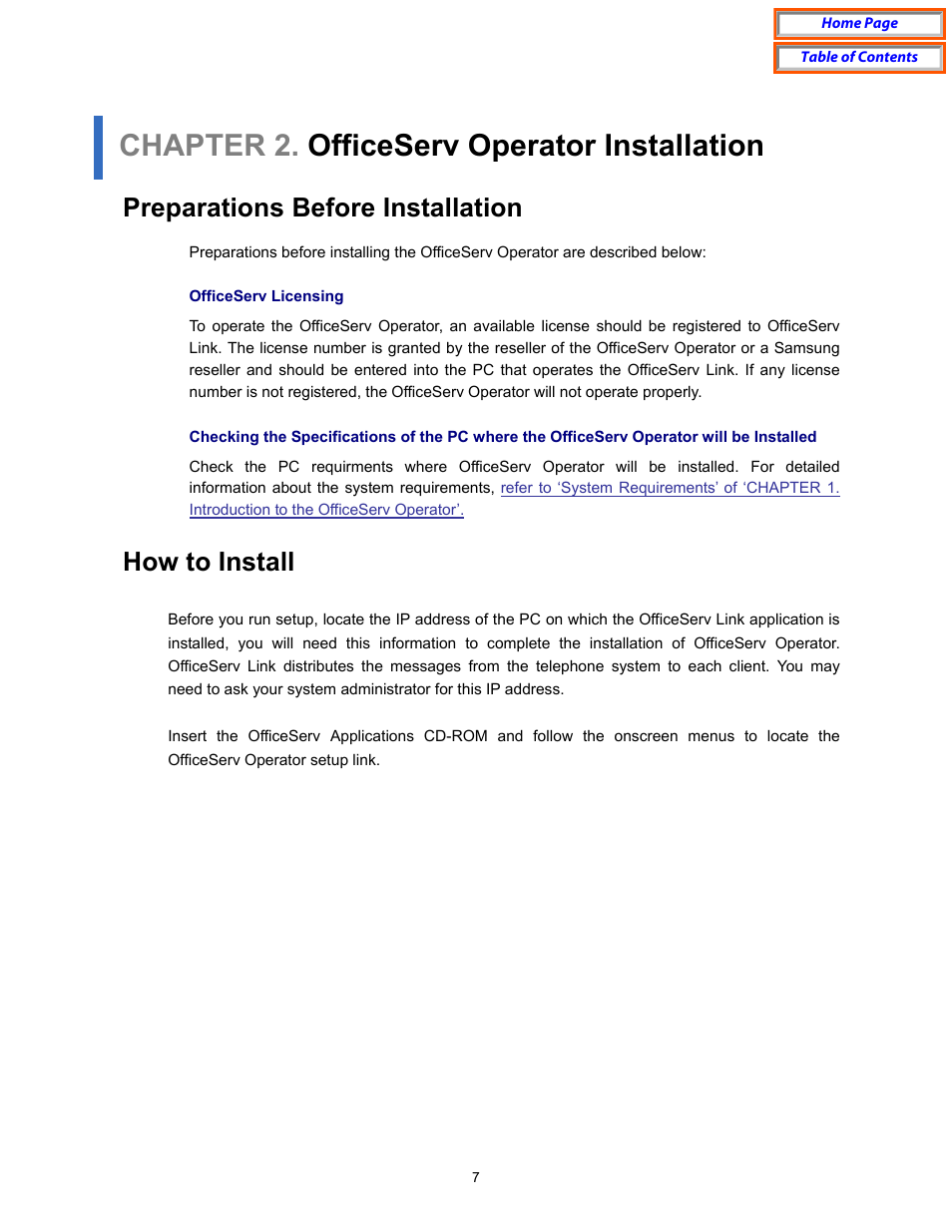 Chapter 2. officeserv operator installation, Preparations before installation, Installation | How to install | Samsung OfficeServ User Manual | Page 13 / 100