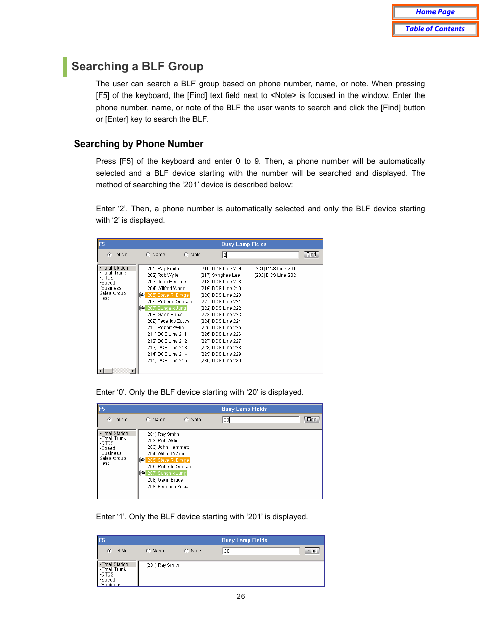 Searching a blf group, Searching by phone number | Samsung OfficeServ User Manual | Page 32 / 100