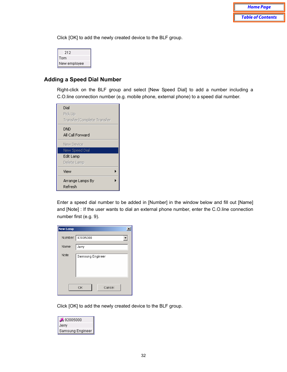 Adding a speed dial number | Samsung OfficeServ User Manual | Page 38 / 100