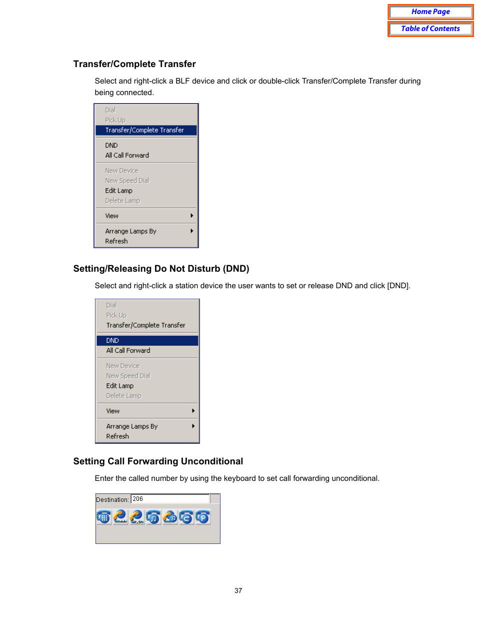 Transfer/complete transfer, Setting/releasing do not disturb (dnd), Setting call forwarding unconditional | Samsung OfficeServ User Manual | Page 43 / 100