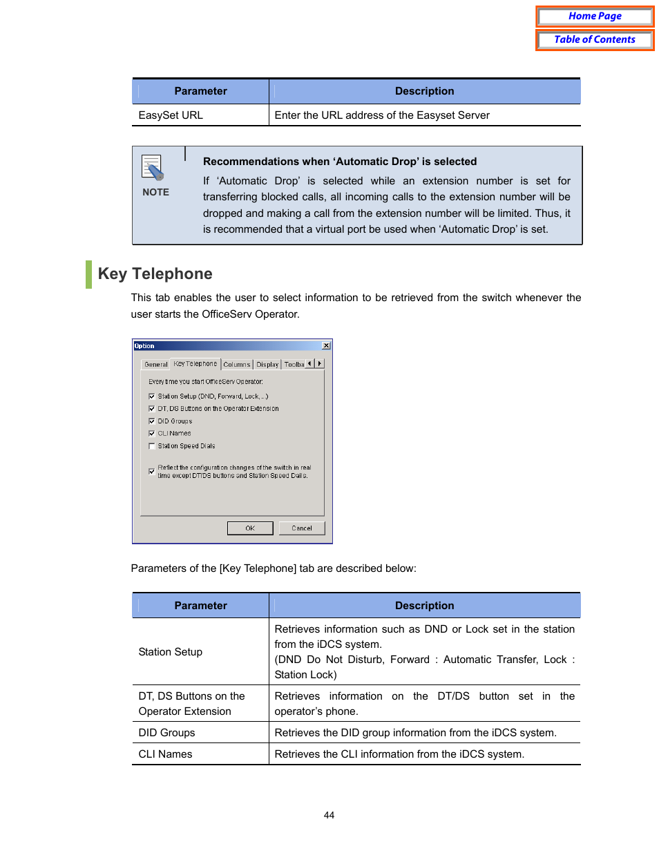 Key telephone | Samsung OfficeServ User Manual | Page 50 / 100