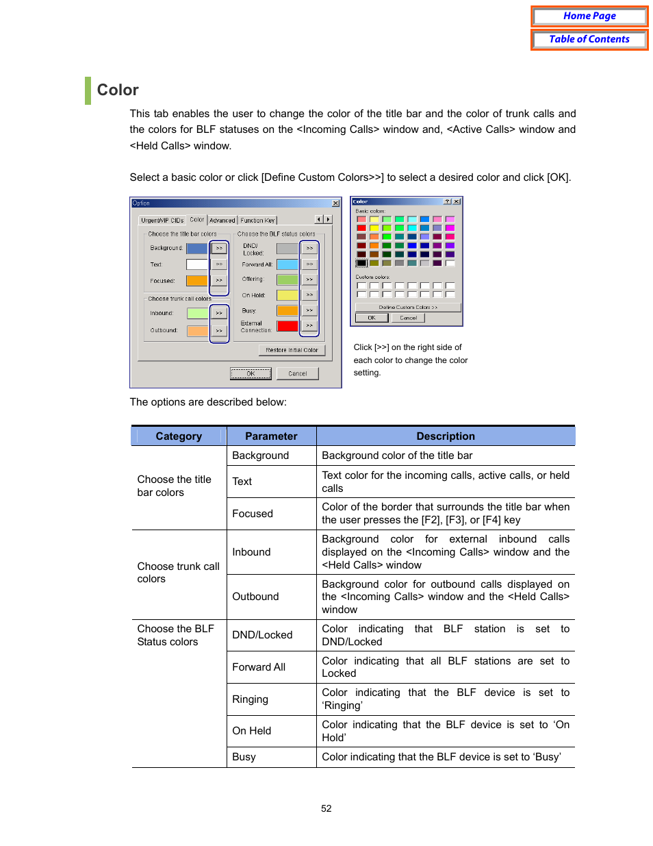 Color | Samsung OfficeServ User Manual | Page 58 / 100