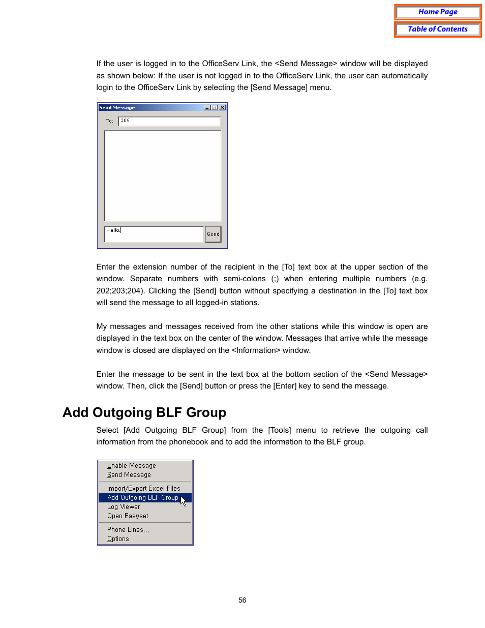 Add outgoing blf group | Samsung OfficeServ User Manual | Page 62 / 100