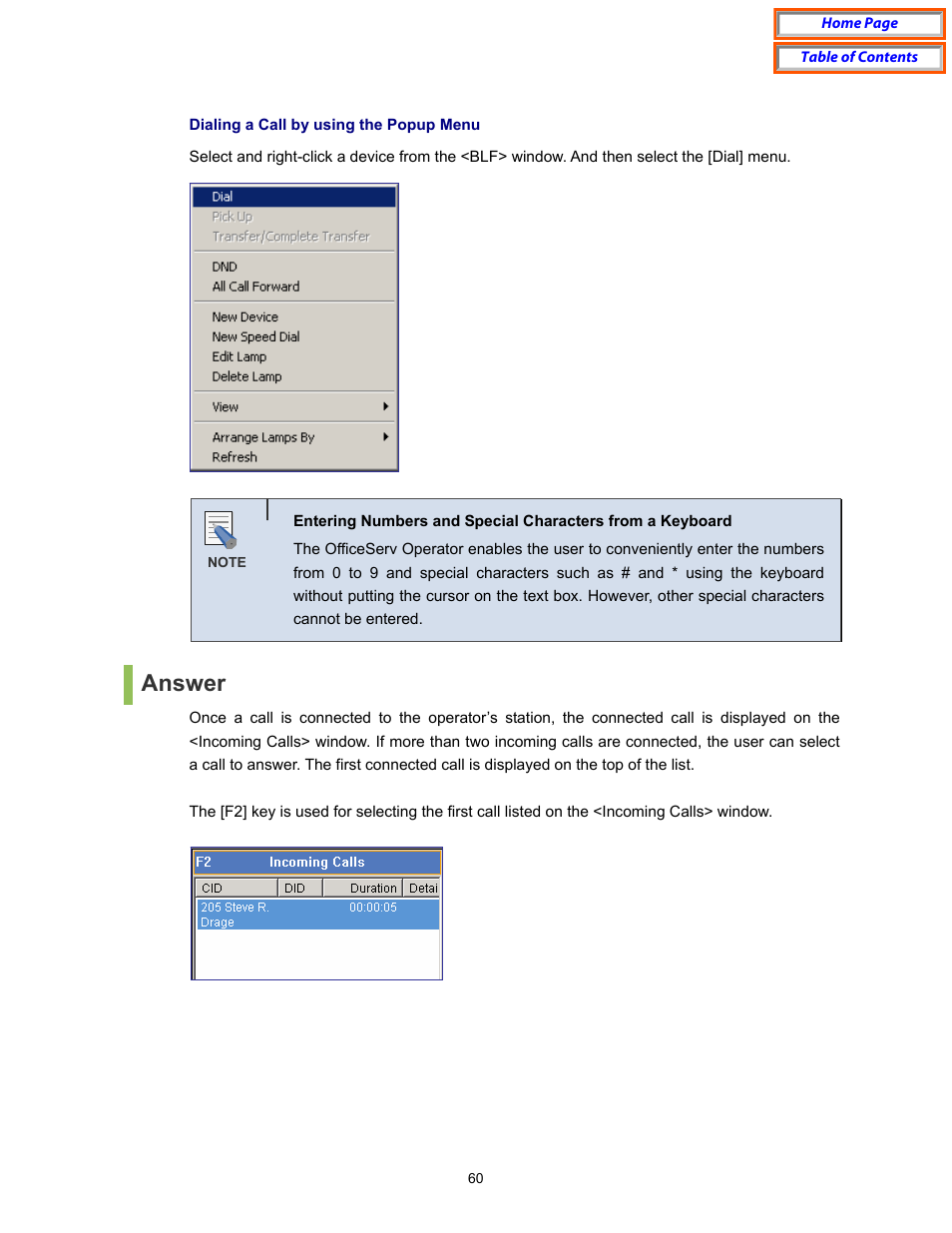 Answer | Samsung OfficeServ User Manual | Page 66 / 100