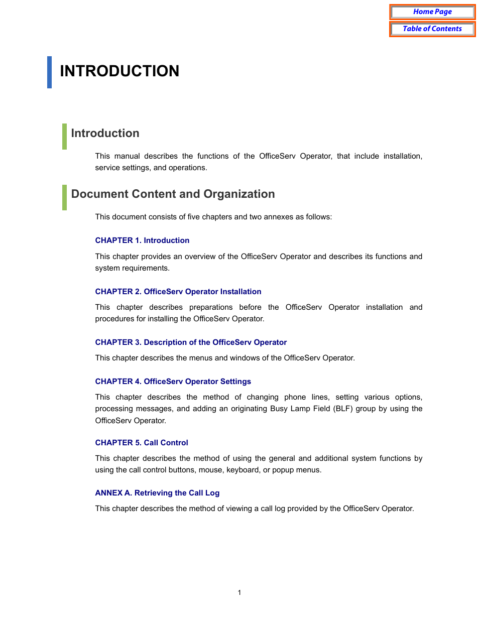 Introduction, Document content and organization | Samsung OfficeServ User Manual | Page 7 / 100