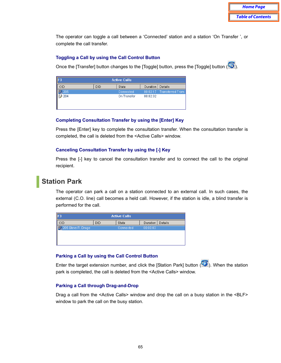 Station park | Samsung OfficeServ User Manual | Page 71 / 100