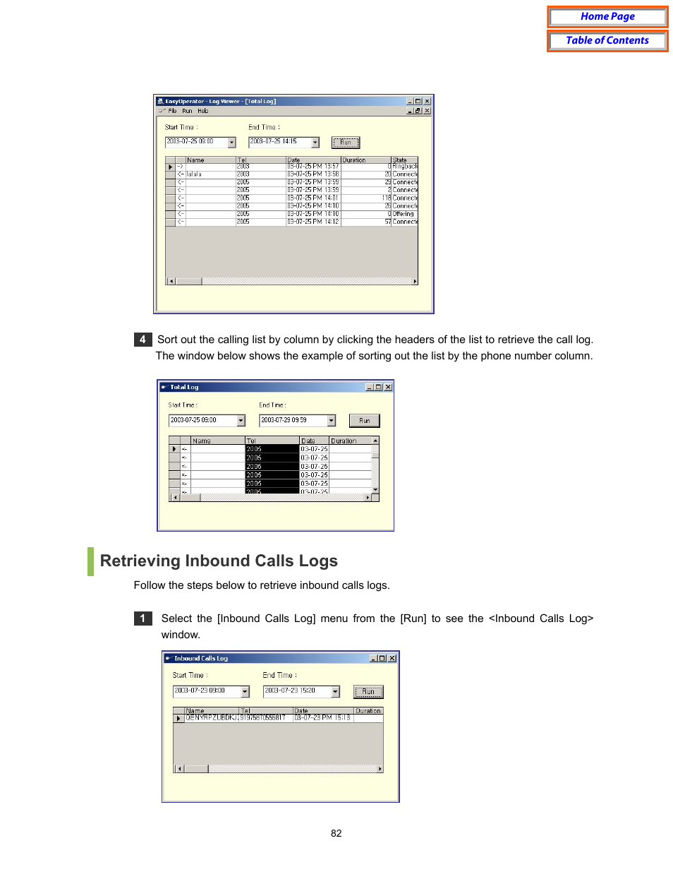 Retrieving inbound calls logs | Samsung OfficeServ User Manual | Page 88 / 100