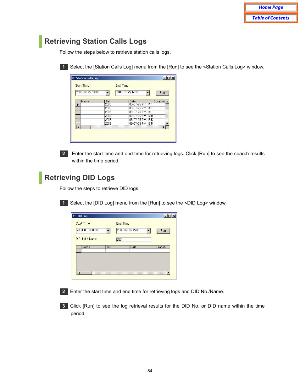 Retrieving station calls logs, Retrieving did logs | Samsung OfficeServ User Manual | Page 90 / 100