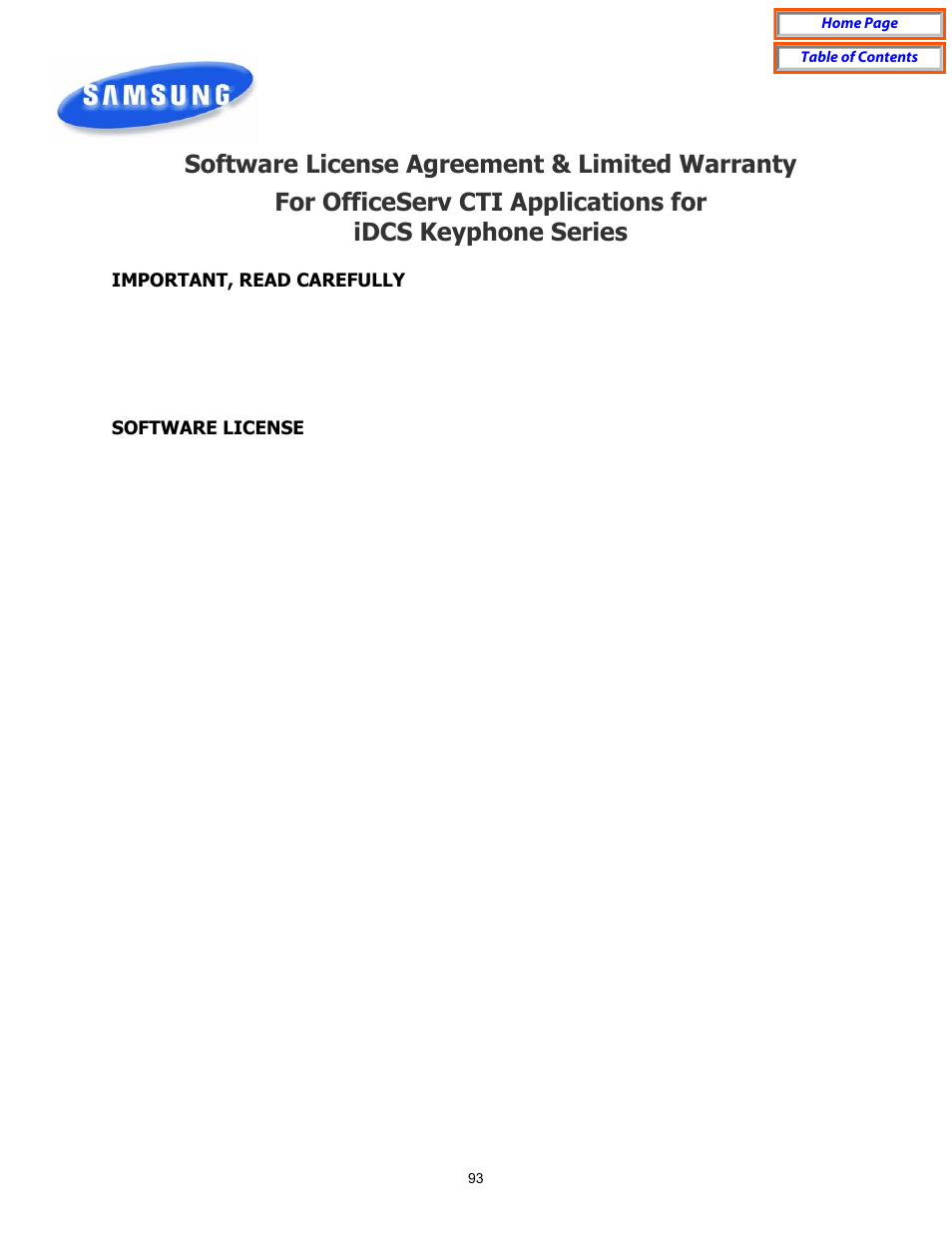 Software license agreement & limited warranty, Software license agreement & limited warranty 9 | Samsung OfficeServ User Manual | Page 99 / 100