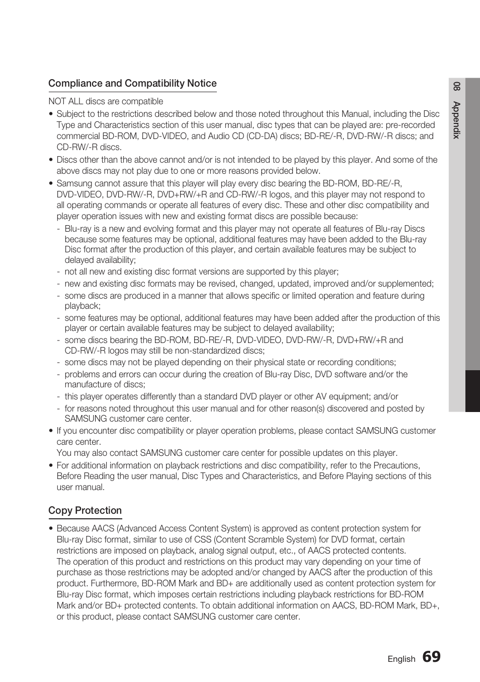 Samsung BD-D7000 User Manual | Page 69 / 74