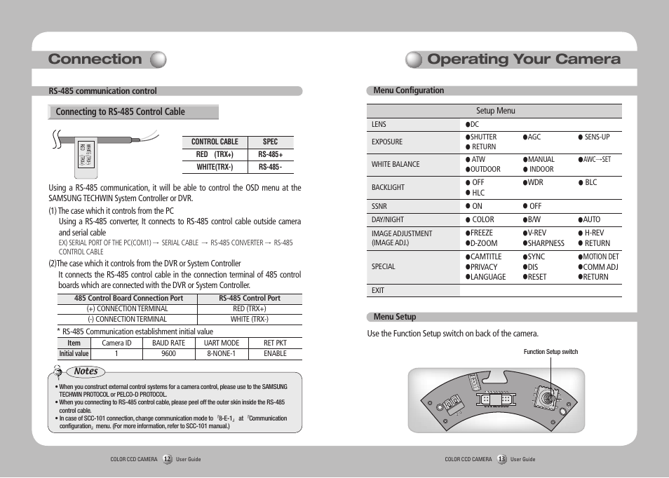 Connection, Operating your camera | Samsung SVD-4600 User Manual | Page 7 / 17