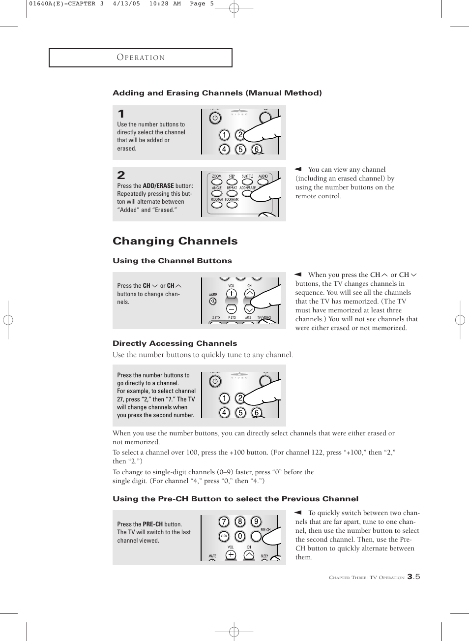Changing channels | Samsung CSL2099DV User Manual | Page 23 / 71