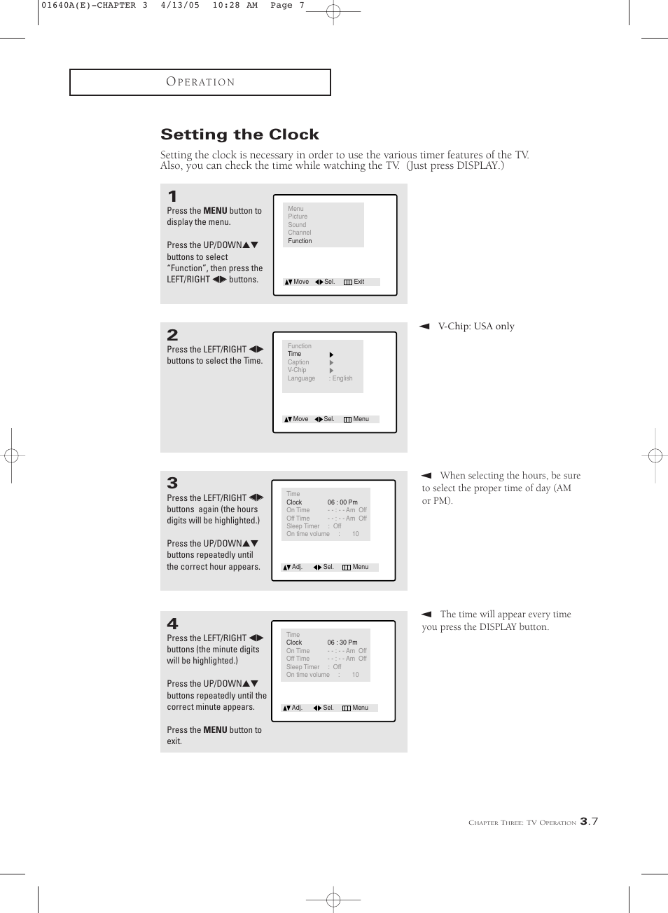 Setting the clock | Samsung CSL2099DV User Manual | Page 25 / 71