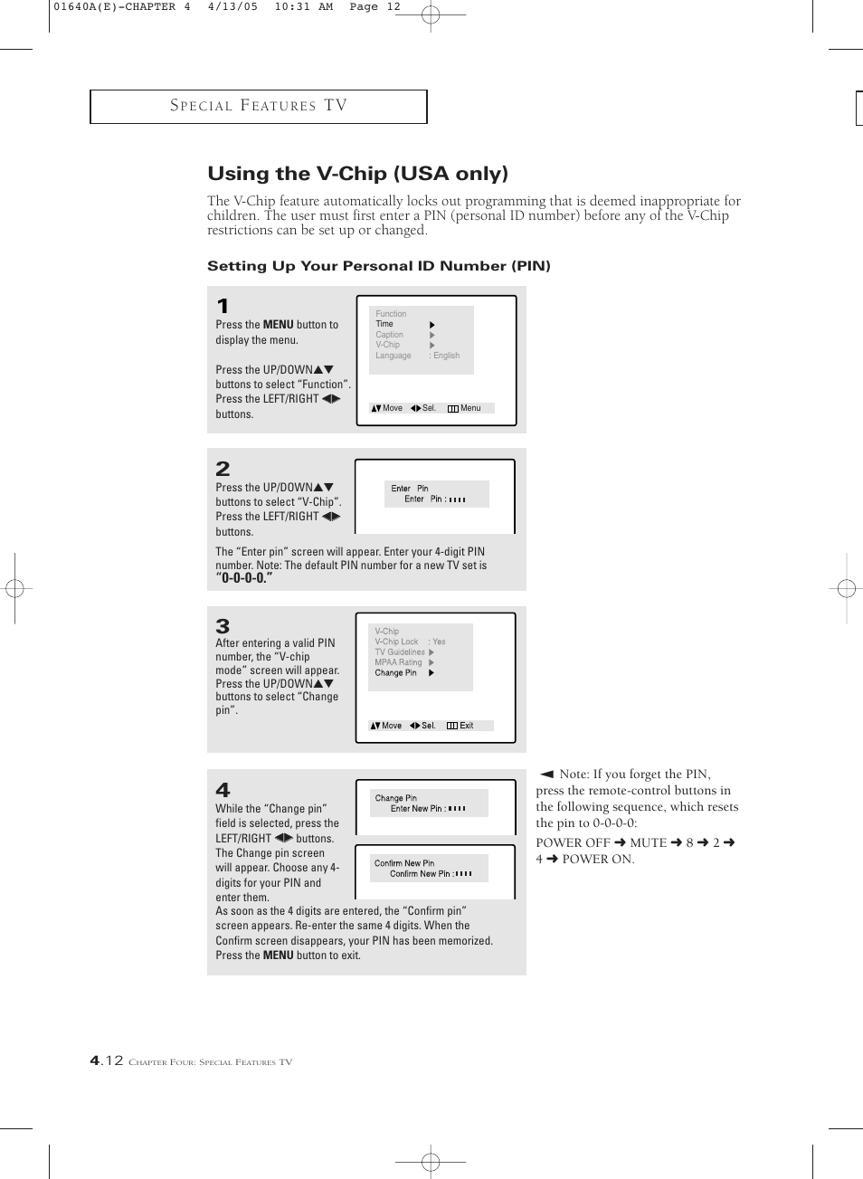 Using the v-chip (usa only) | Samsung CSL2099DV User Manual | Page 42 / 71