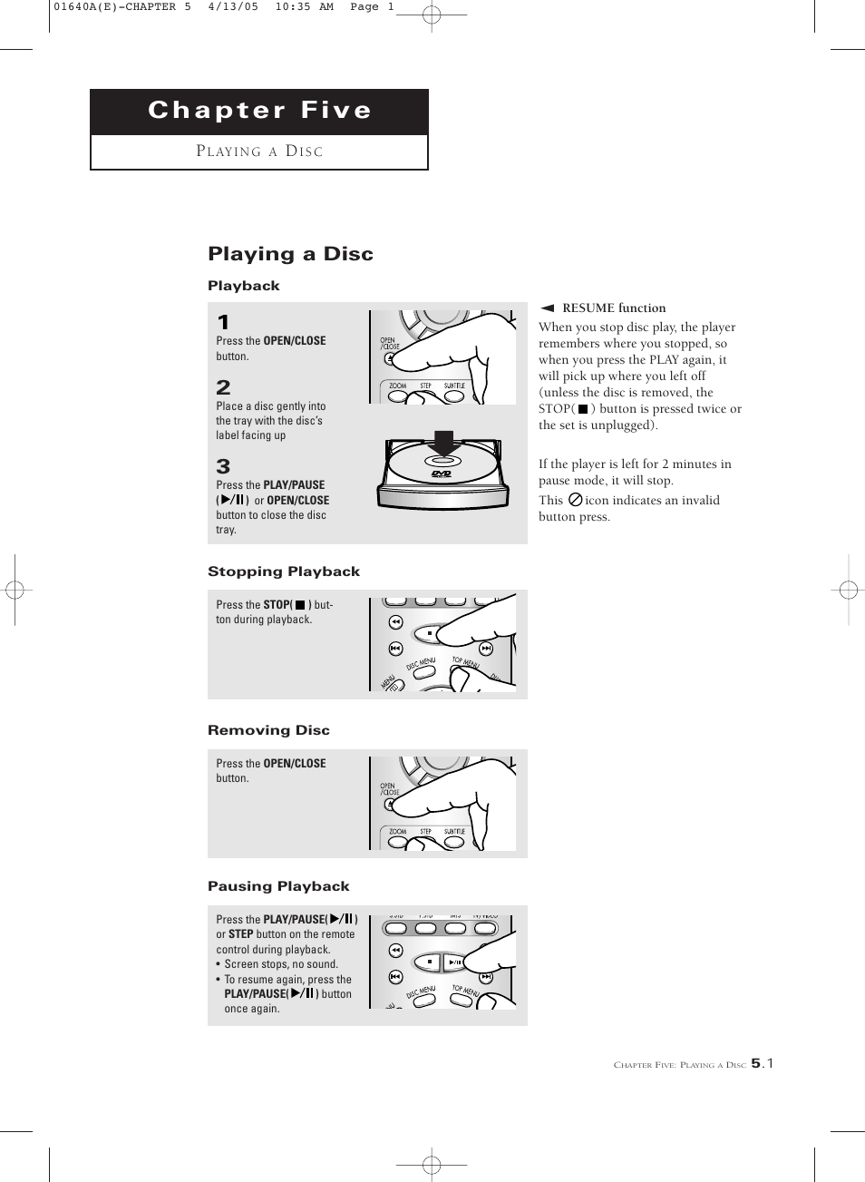 Chapter five playing a disc, Playing a disc | Samsung CSL2099DV User Manual | Page 47 / 71