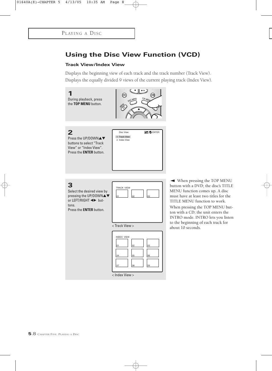 Using the disc view function (vcd) | Samsung CSL2099DV User Manual | Page 54 / 71