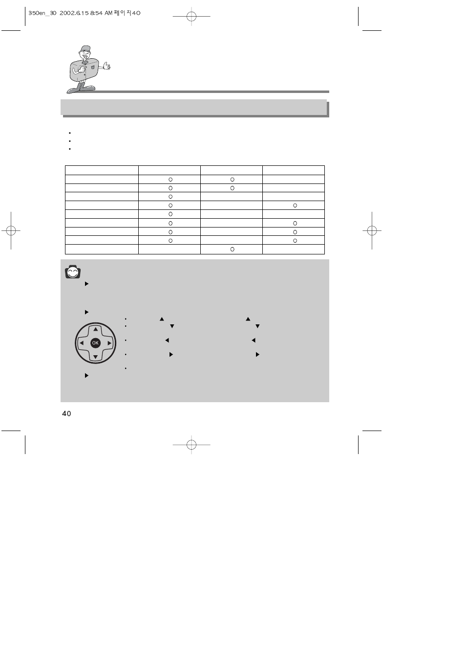 Setting up the shooting function, Reference, Using the lcd monitor to adjust the camera | Samsung Digimax350 SE User Manual | Page 40 / 120