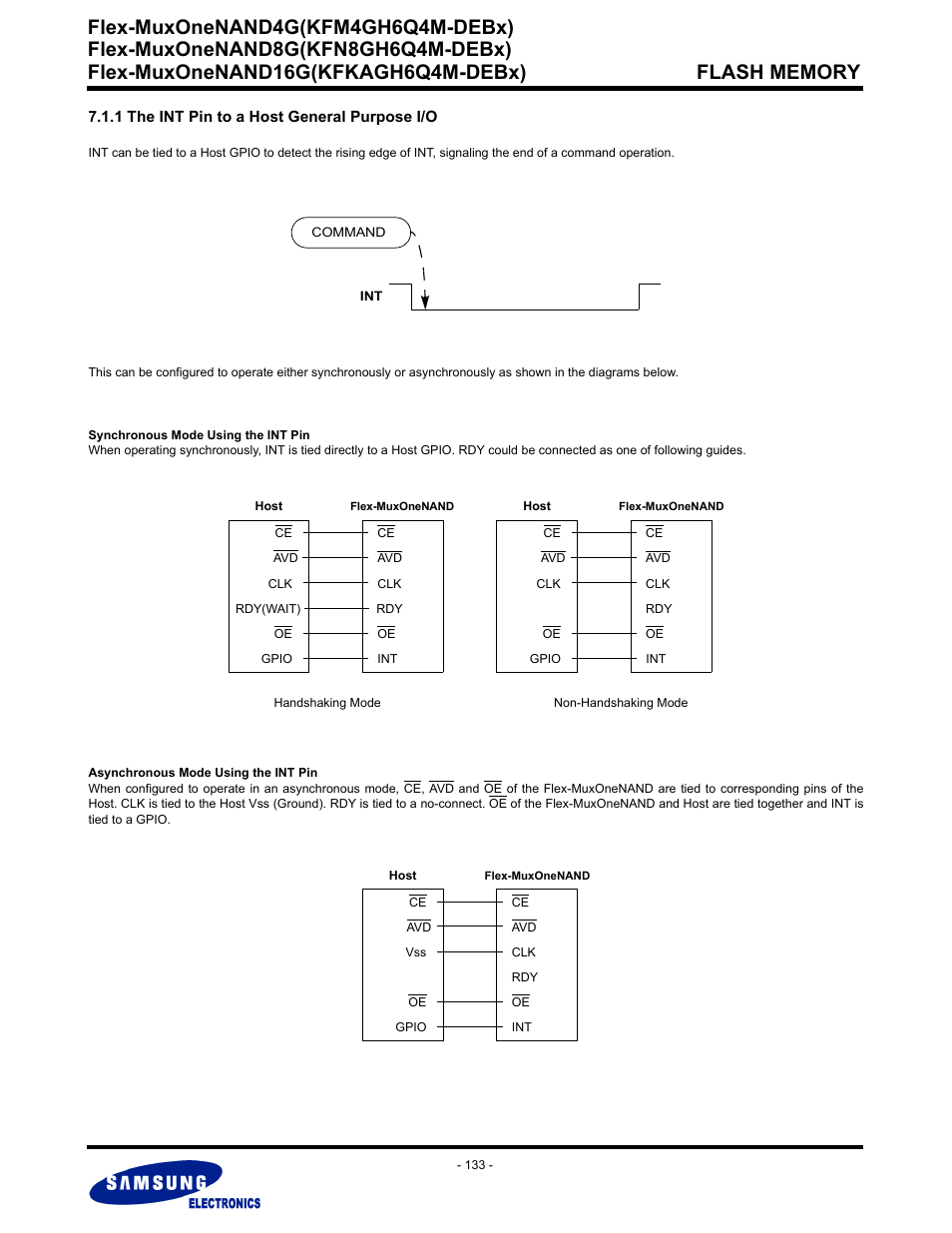 1 the int pin to a host general purpose i/o, Flex-muxonenand4g(kfm4gh6q4m-debx) | Samsung FLEX-MUXONENAND KFN8GH6Q4M User Manual | Page 133 / 142