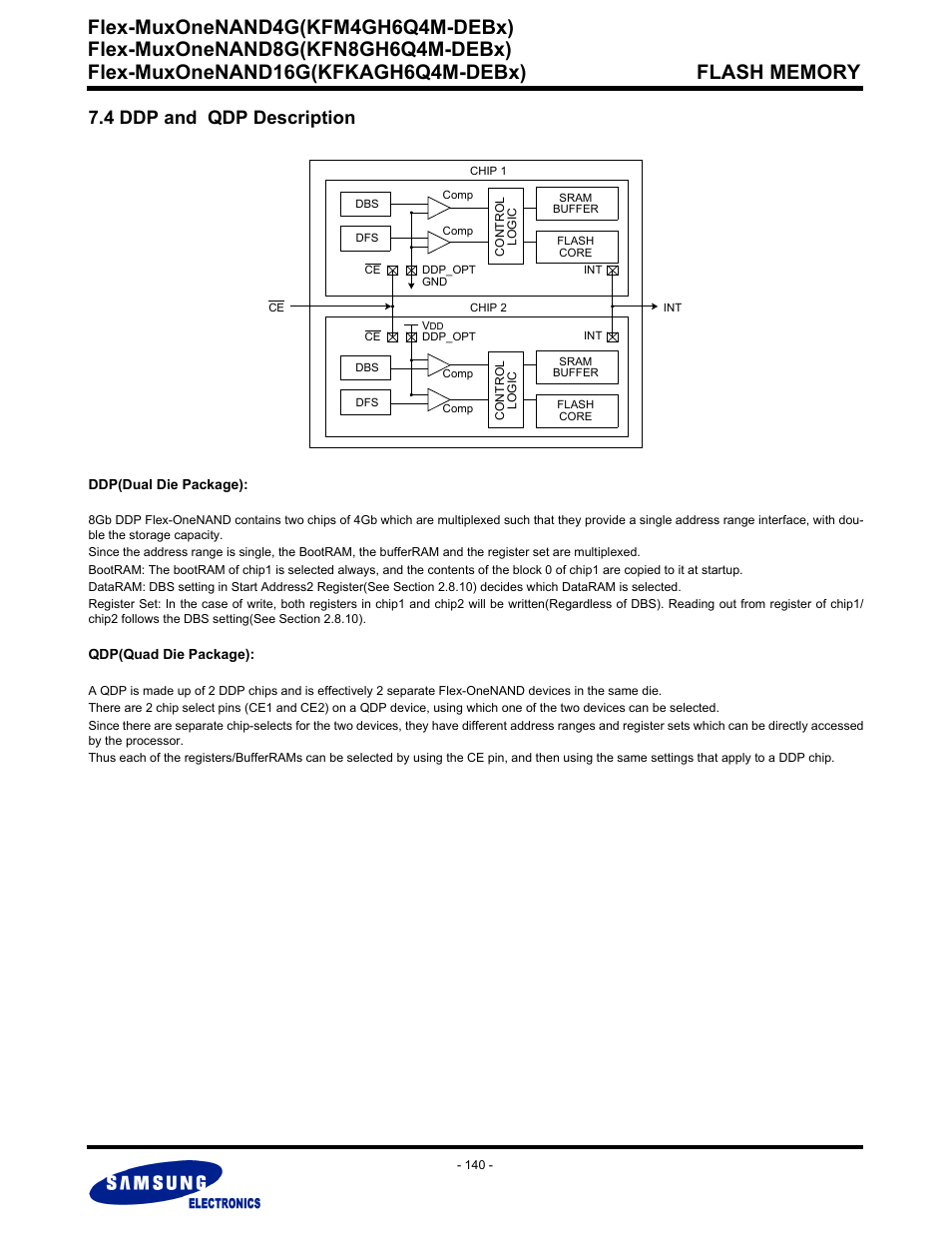 4 ddp and qdp description, Flex-muxonenand4g(kfm4gh6q4m-debx) | Samsung FLEX-MUXONENAND KFN8GH6Q4M User Manual | Page 140 / 142