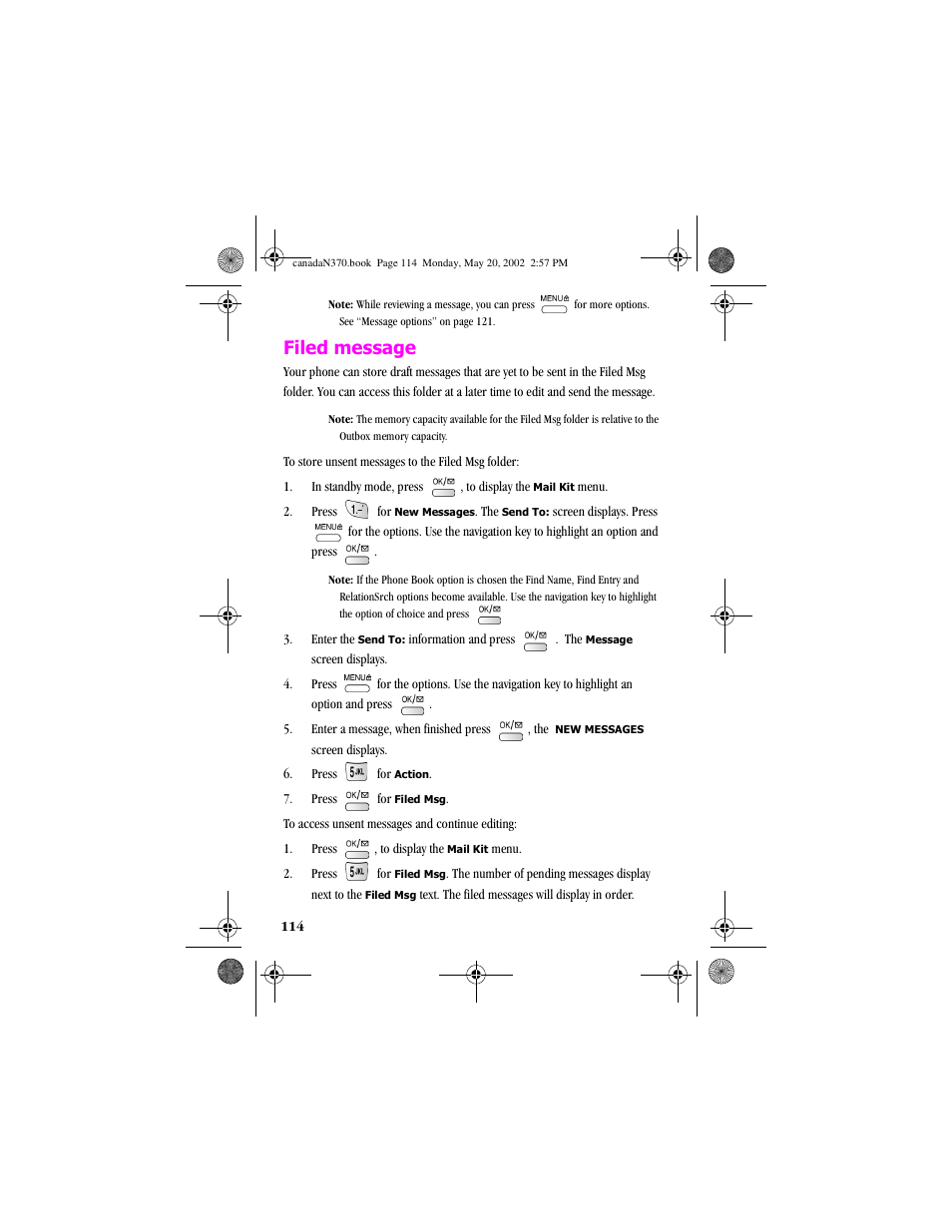 Filed message | Samsung 20040414141622906 User Manual | Page 114 / 152