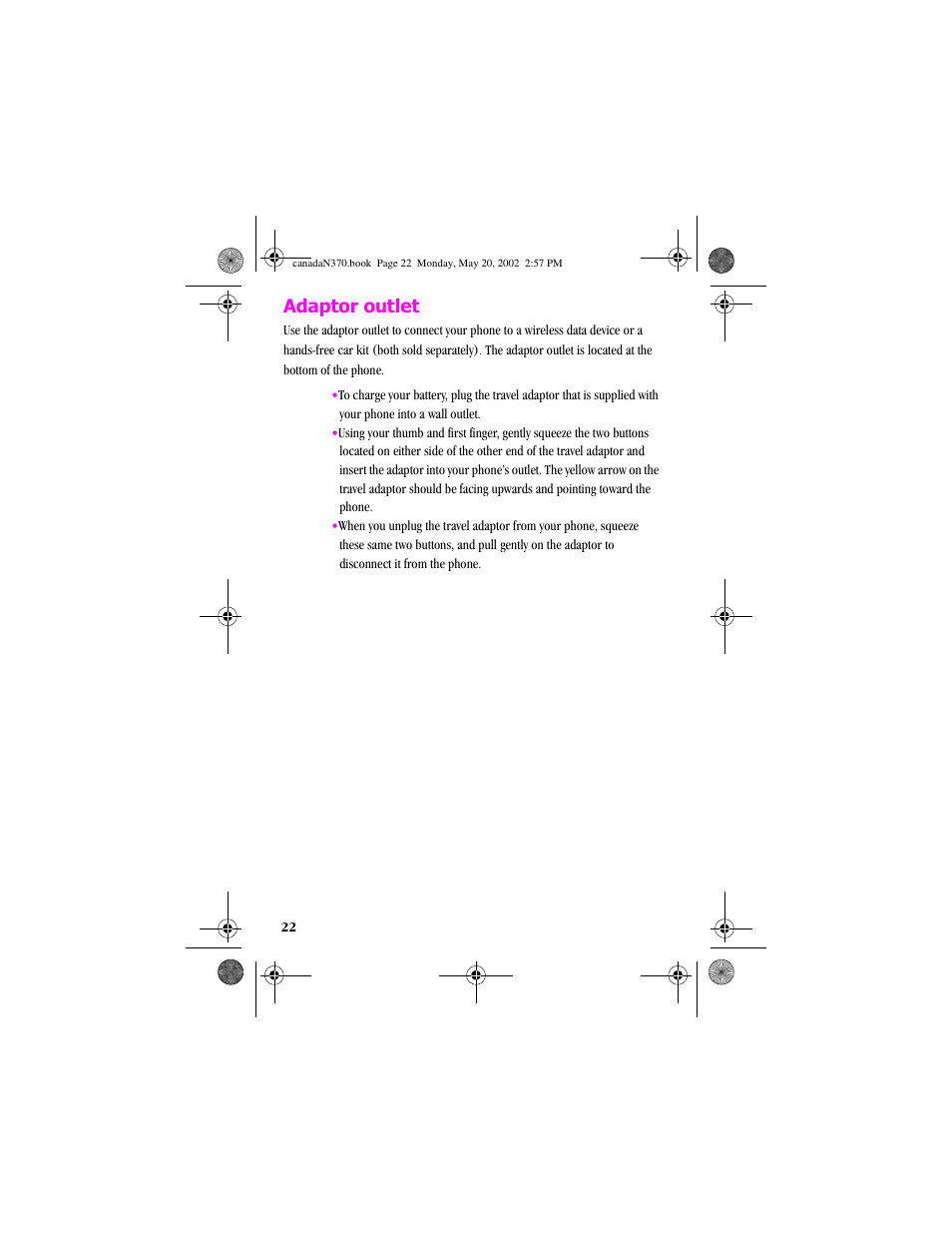 Adaptor outlet | Samsung 20040414141622906 User Manual | Page 22 / 152