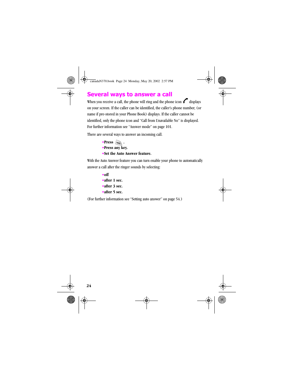 Several ways to answer a call | Samsung 20040414141622906 User Manual | Page 24 / 152