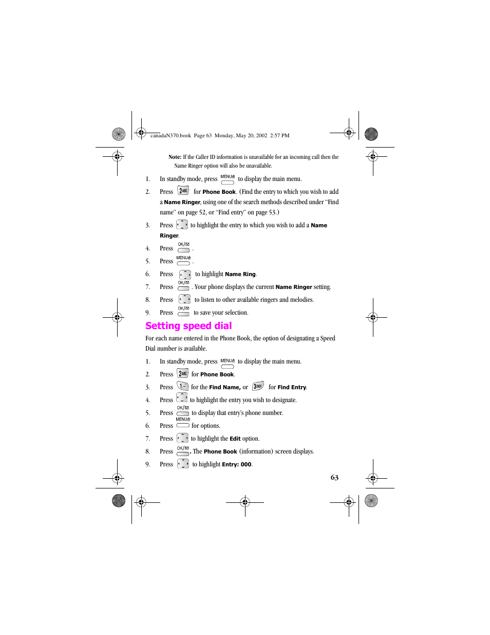 Setting speed dial | Samsung 20040414141622906 User Manual | Page 63 / 152