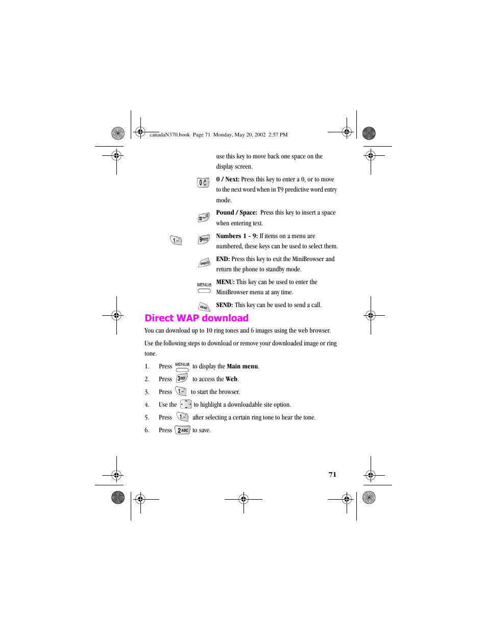 Direct wap download | Samsung 20040414141622906 User Manual | Page 71 / 152