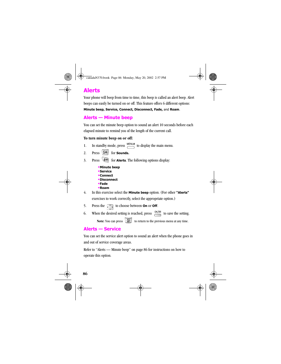 Alerts | Samsung 20040414141622906 User Manual | Page 86 / 152