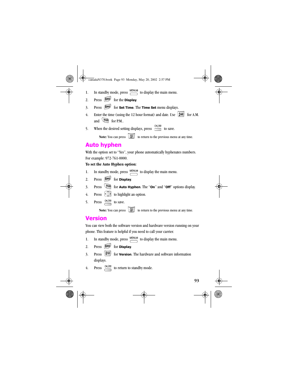 Auto hyphen, Version, Auto hyphen version | Samsung 20040414141622906 User Manual | Page 93 / 152